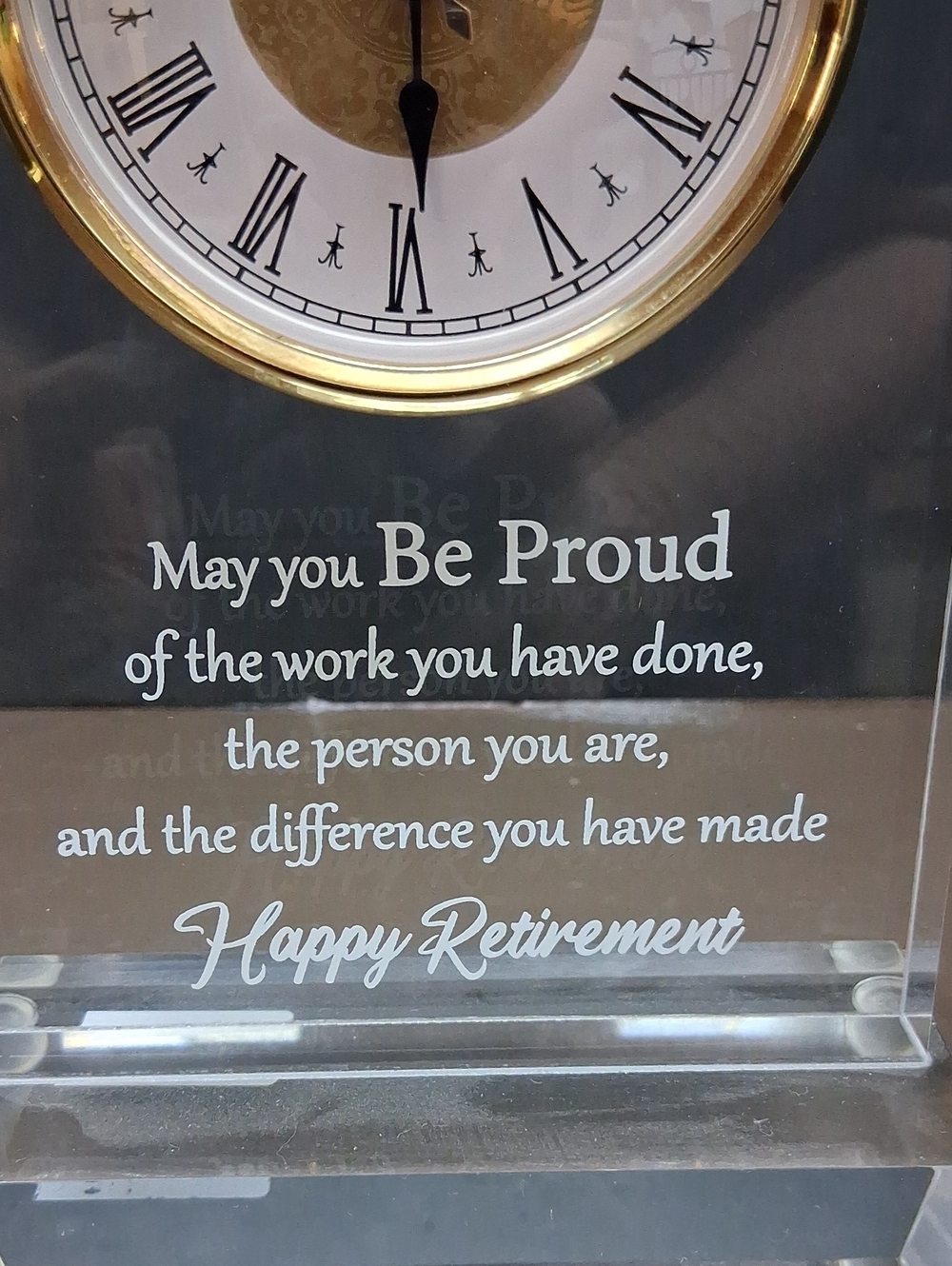 Beautiful Retirement Acrylic Clock With Second Hand. Keeps perfect time. - Picture 3 of 7